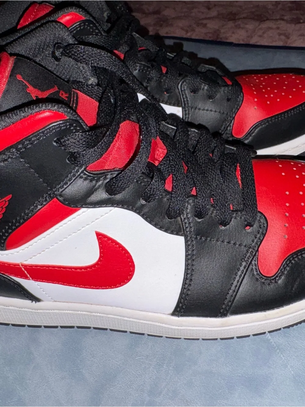 Men Jordan Red, Black & White High-Top Sneakers